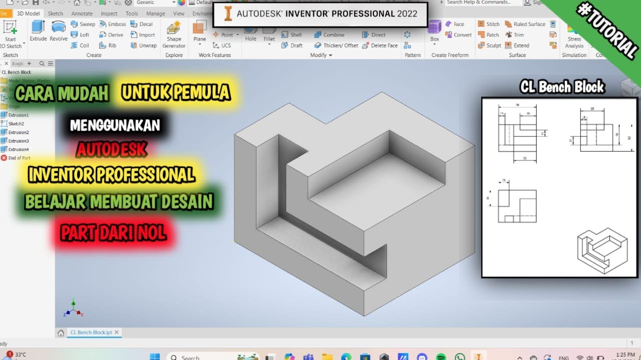 TUTORIAL MEMBUAT DESAIN 3D MENGGUNAKAN AUTODESK INVENTOR #part1 # ...