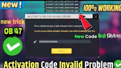 activation code invalid please enter again free fire advance server problem solve || Advance Server