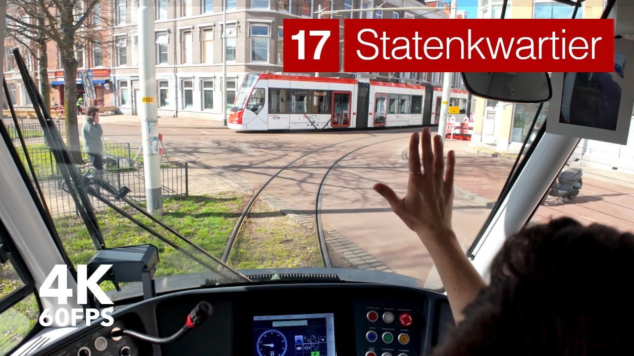 Bright skies | 🚊 HTM Line 17 | 4K Tram Cabview | 🇳🇱 The Hague | Siemens Avenio