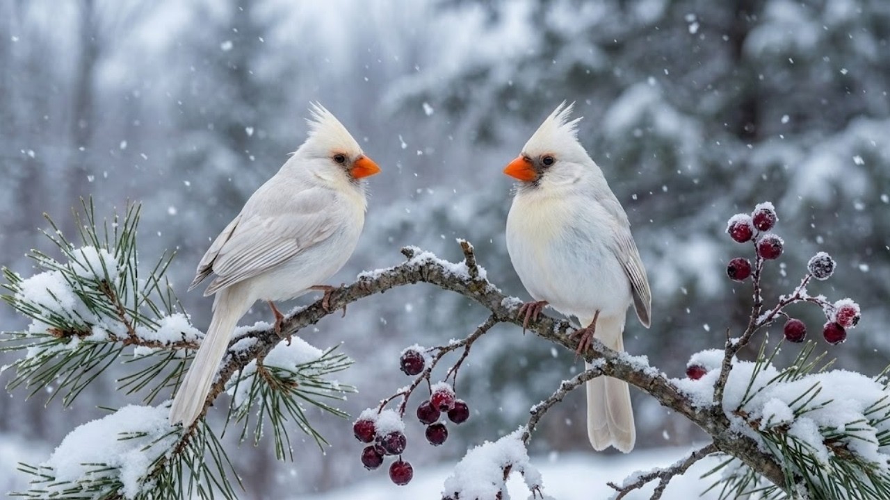 Beautiful Winter Birds & Relaxing Piano ❄️ Music for Stress Relief, Sleep & Study