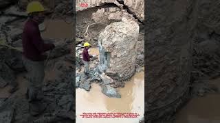 Demolición de cabeza de pilote con taladro de percusión 👷‍♂️💥