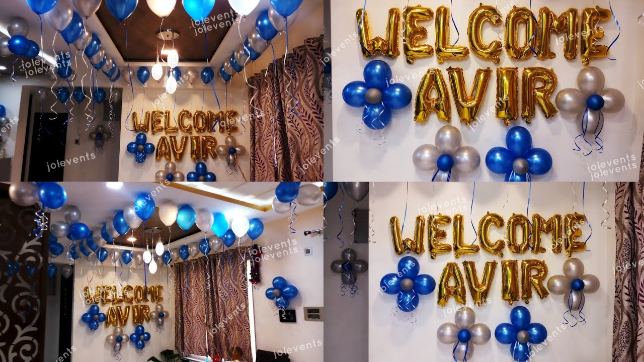 Newborn Baby Boy Welcome Home Decoration, Balloon Decoration at ...