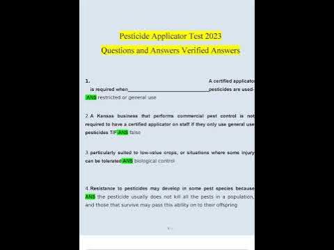 Pesticide Applicator Test 2023 Questions and Answers Verified Answers