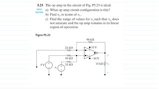 Problem 5.23 (Nilsson Riedel) Electric Circuits 10th Edition - Non-Inverting Summing Amplifier