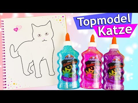 Topmodel KATZE mit GLITZERKLEBER ausmalen | Geht das?! | Experimente für Kinder