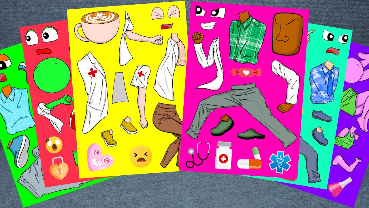 [Sticker Paper ASMR] Italian Brainrot – Doctor Couple Ballerina Cappuccina & Tung Tung Sahur's Love