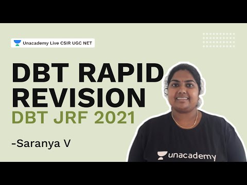 DBT Rapid revision | DBT JRF 2021| Life Science| Saranya| Unacademy Live CSIR