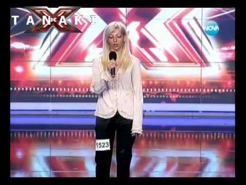X Factor Bulgaria - Mari - Girl falls off stage singing "You give love a bad name"