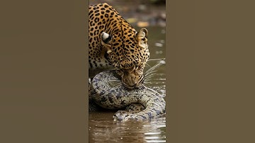 Leopard attack a big python #amazing #wildliferescue #wildlifeentertainment #leopard
