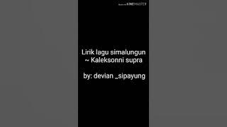 Lirik lagu Simalungun - Kaleksonni supra
