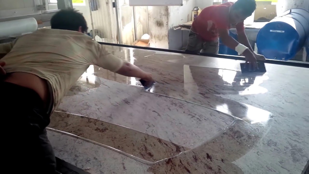 Applying Epoxy Polymer To Granite Slab India Granite