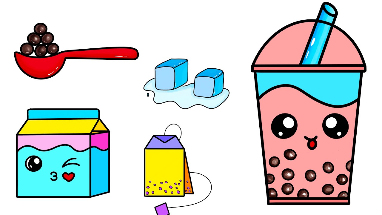 Cách vẽ trà sữa cute| Vẽ hộp sữa| How to draw bubble tea - YouTube