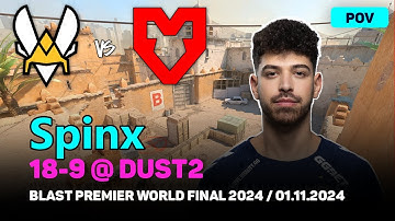 CS2 POV Vitality Spinx (18/9) vs MOUZ (dust2) @ BLAST Premier World Final 2024 | Nov 1, 2024