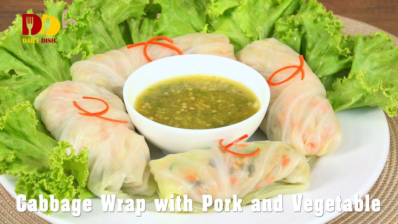 Cabbage Wrap with Pork and Vegetable | Thai Food | Kalumplee Lui Suan | กะหล่ำปลีลุยสวน
