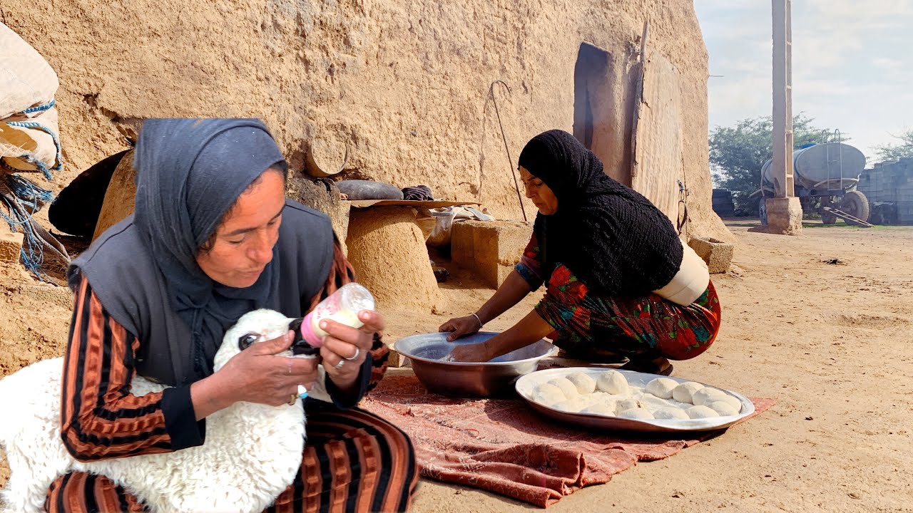 Cooking Traditional Arab bread in Village and Making Delicious Local Chicken 🍗