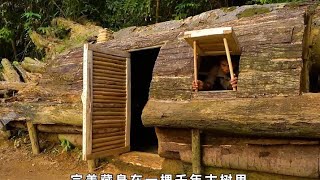 Jungle  Young boys Builds a Secret and Warm dugout Shelter under t Hard Ground - Underground #ghar l