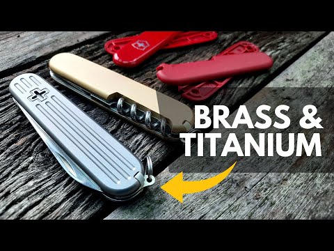 Swiss Army Knife Brass and Titanium Scale Swaps