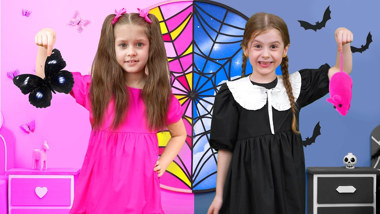 PINK vs BLACK Challenge Eva vs Wednesday - YouTube