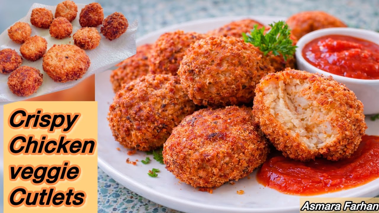 Crispy Chicken Veggie Cutlets Recipe | Ramadan Special Croquettes Recipe by Asmara’s Kitchen 