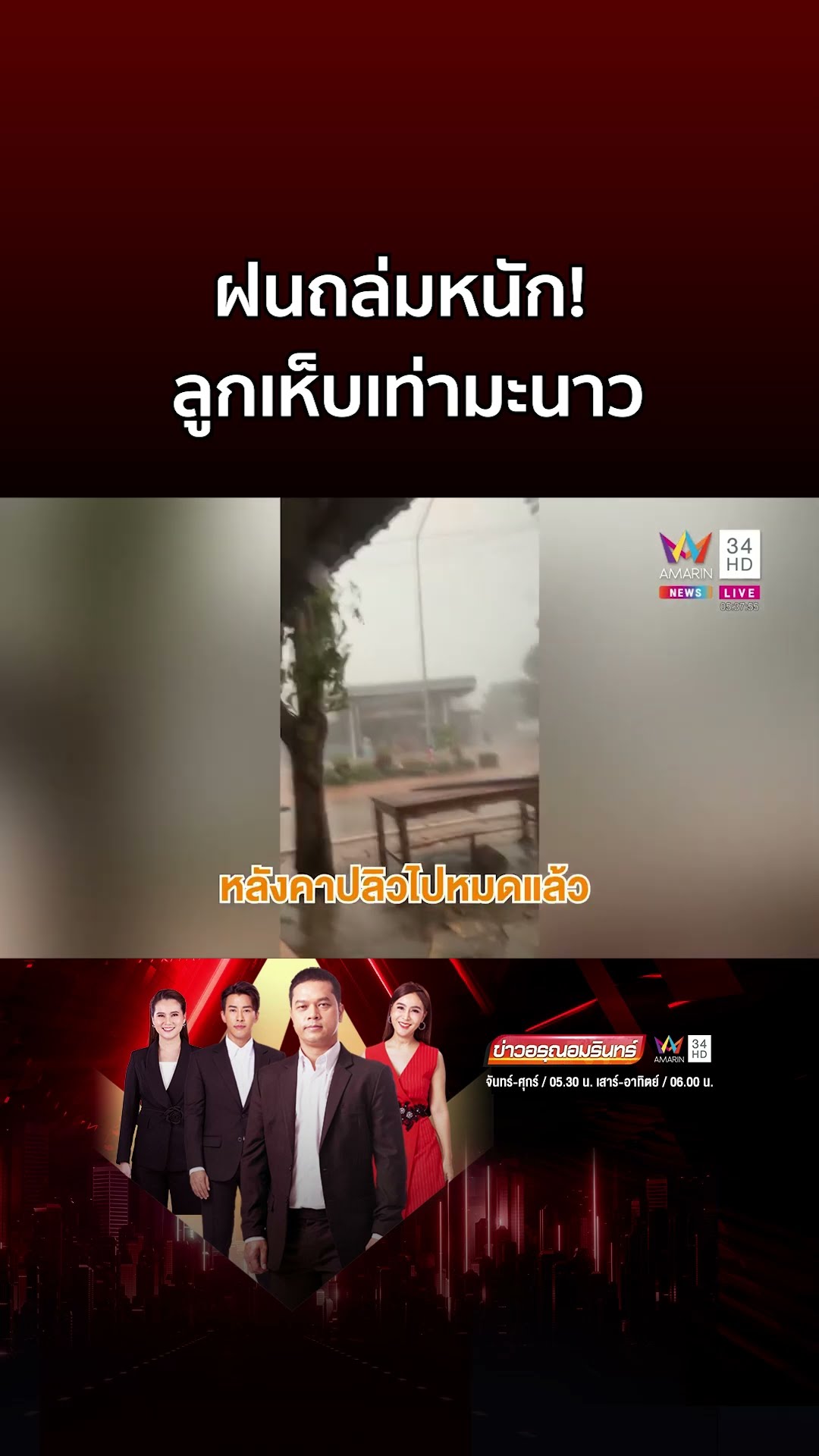 สนามโรงเรียนขาวโพลน ฝนถล่มหนัก! ลูกเห็บเท่ามะนาว | ข่าวอรุณอมรินทร์