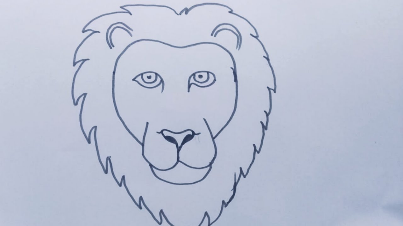 How to draw a Lion Face easy step by step||Simple lion face drawing for ...