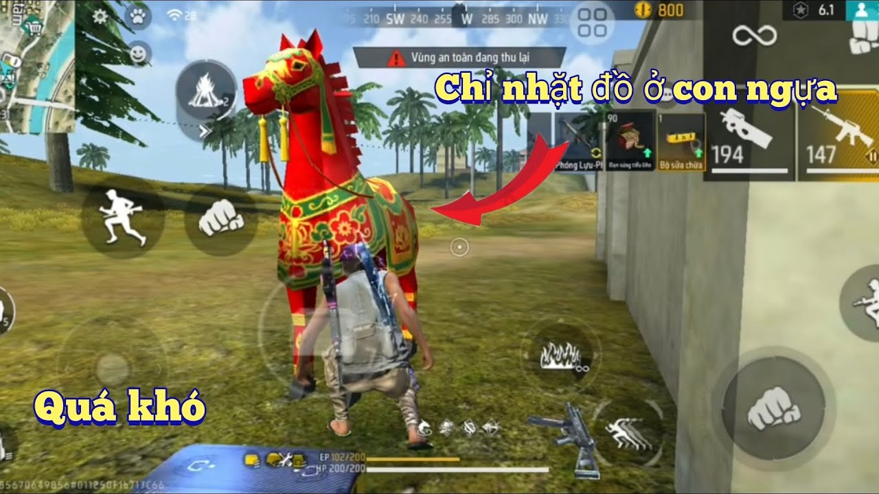 NLG - thử thách chỉ nhặt đồ ở con ngựa sự kiện Tết và cái kết #freefire 