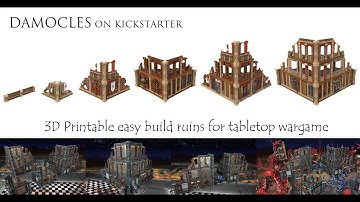 Easy build 3D printed building for tabletop wargame on Kickstarter