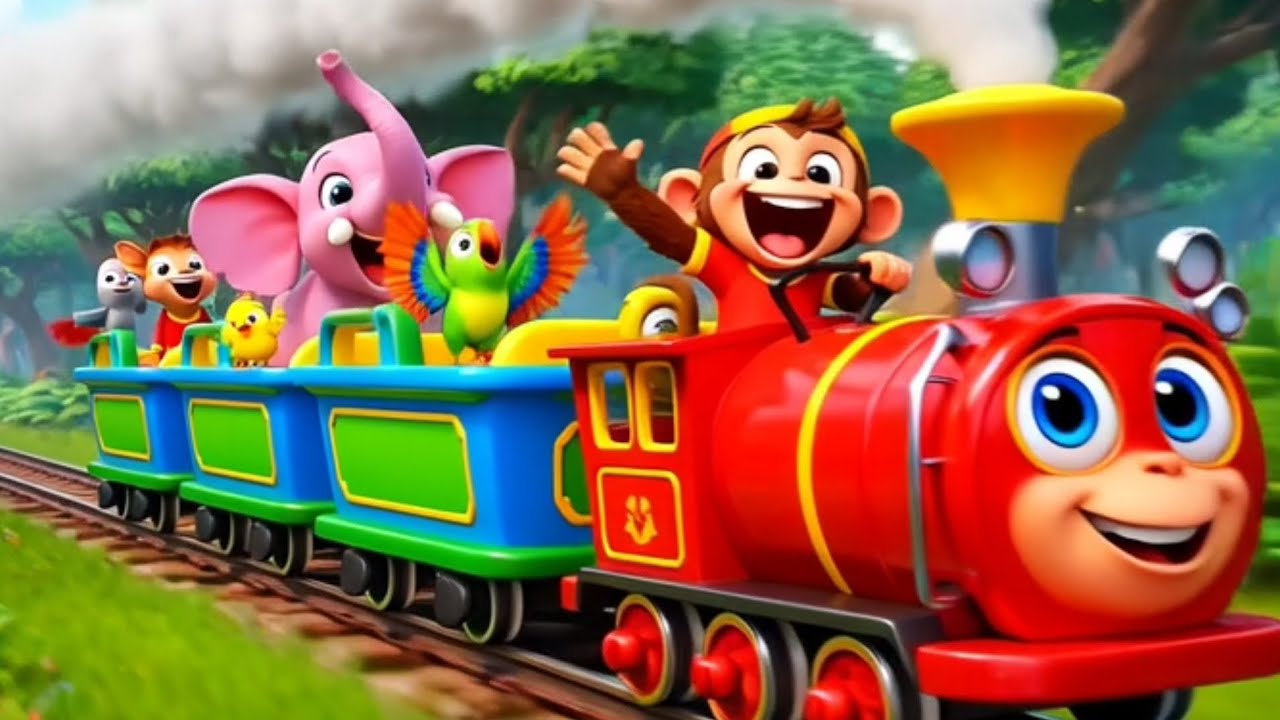 குரங்கு ரயில் ஓட்டுது 🚆🐒 | Monkey Driving Train | Tamil Kids Rhymes | 3D Cartoon
