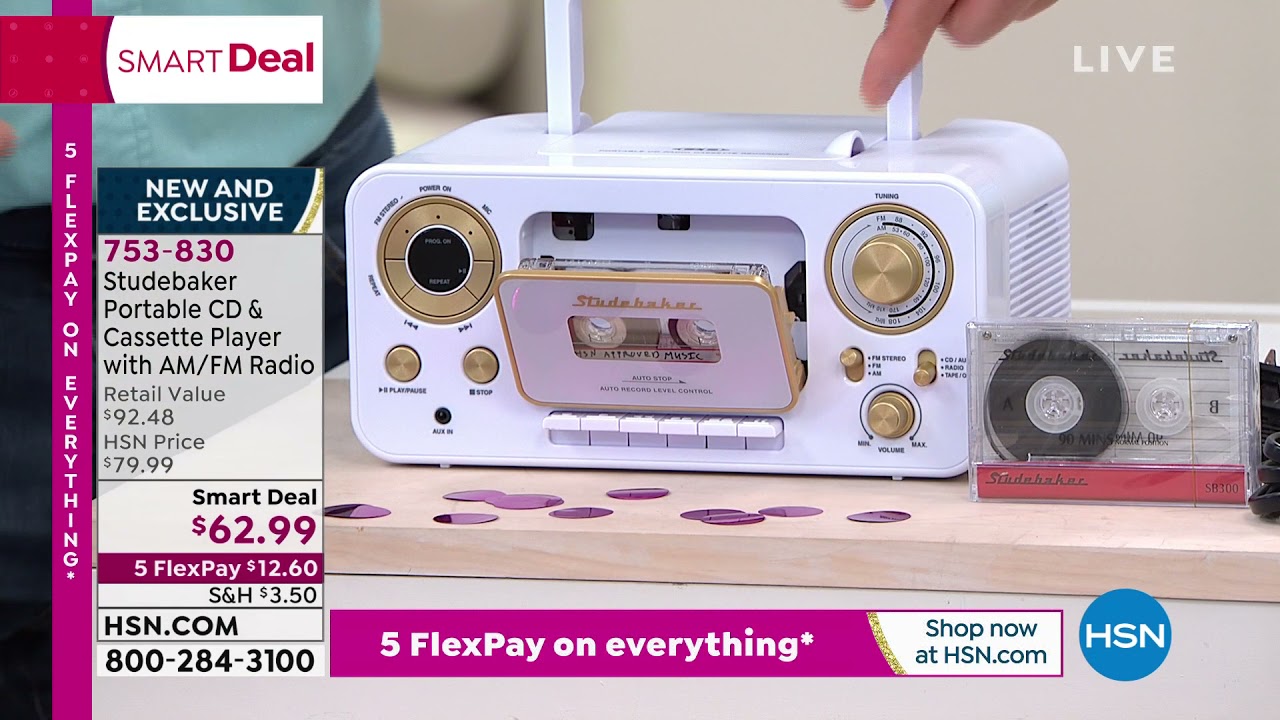 Studebaker Portable CD Cassette Player with AM/FM Radi... YouTube