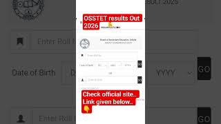 OSSTET results #2026 #https://results.indiaresults.com/ or.. #bseodisha.ac.in