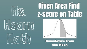 Statistics Chapter Given Area Find z score on z-table (Cumulative from the Mean)
