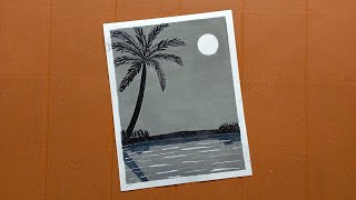 Soft Pastel Drawing | Black and White Scenery Drawing #shorts screenshot 4