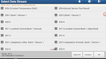 Topdon Artipad 1 - Parameters of the Skoda Superb