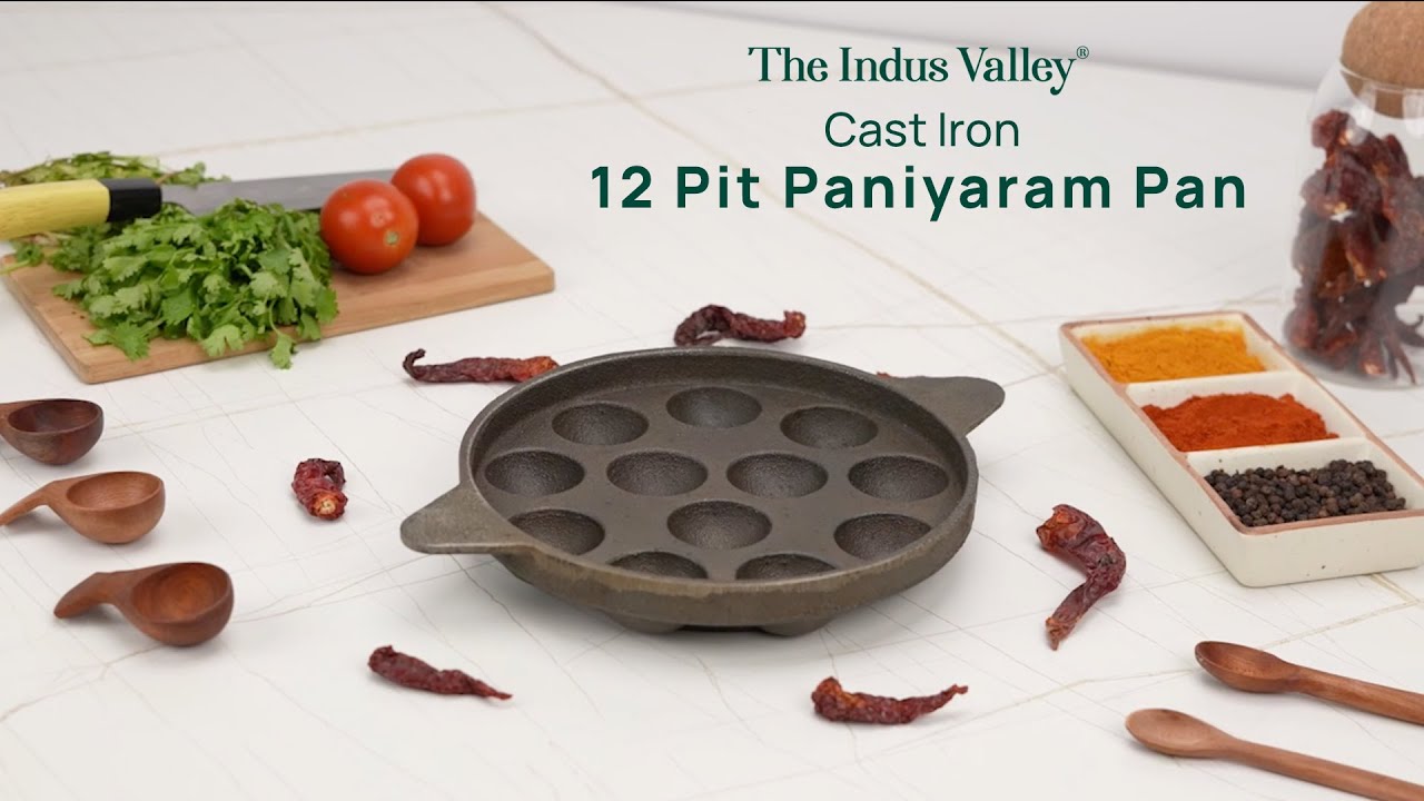 Cast Iron Paniyaram Pan 9pit/ Cast Iron Cooking Pan/ Pre-seasoned