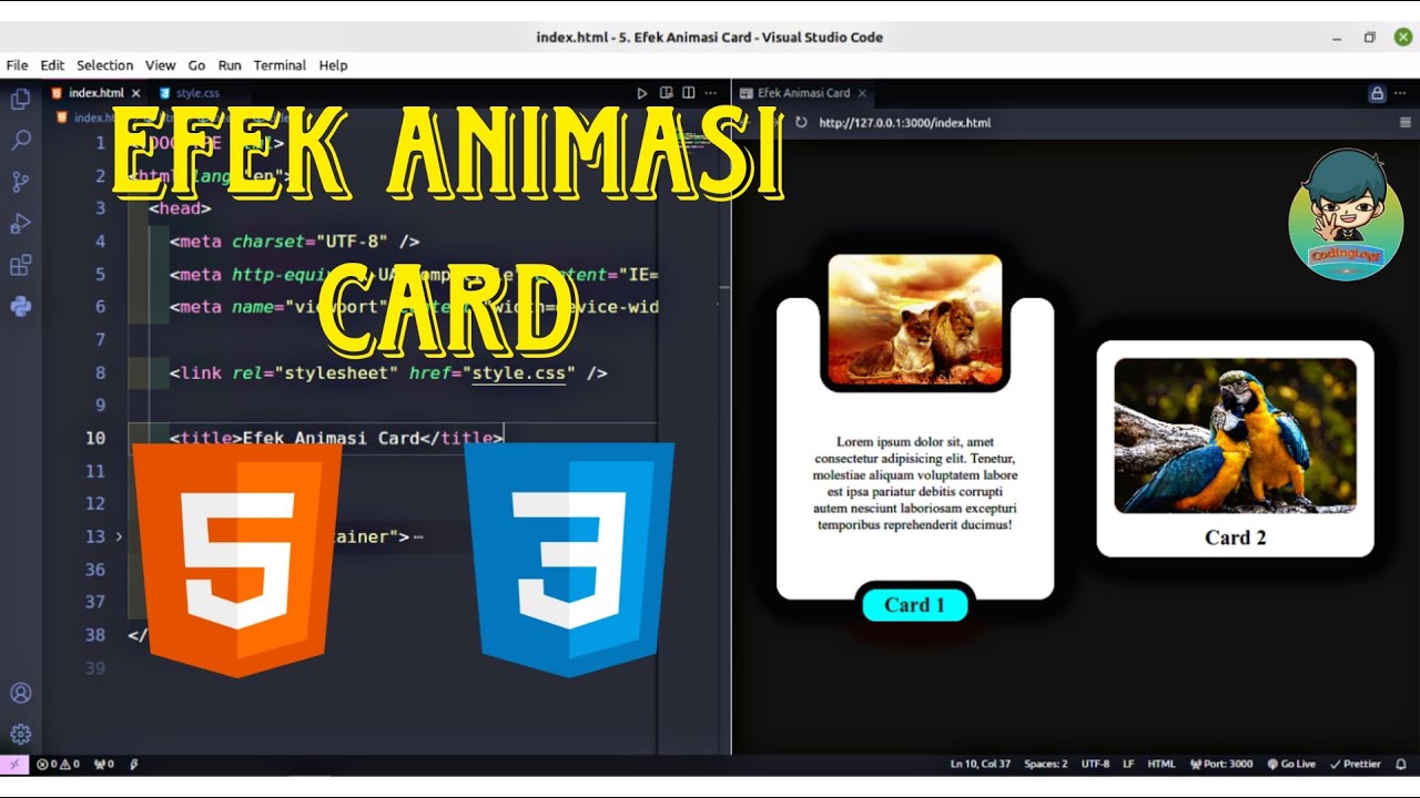 Membuat Efek Animasi pada 2 Card. HTML & CSS - YouTube