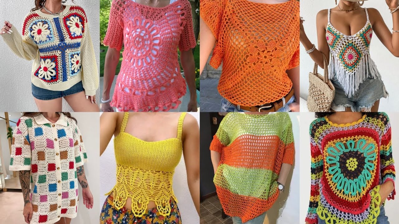 Crochet Top Blouse Latest New Design 2025 For Granny Square||Tunic Top Blouse||Harter Top Blouse