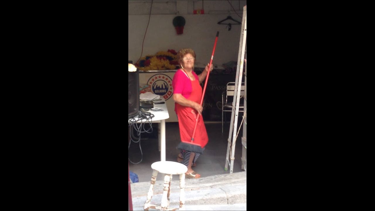 Happy Portuguese Lady dancing to Modern Talking in Porto