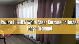 Review JIUZHEN White Sheer Curtains 84 Inches Long - Grommet Semi Transparent Window Drapes for Bedr