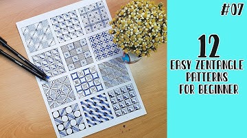 12 Easy Zentangle Patterns for Beginners ||12 Easy Doodle Patterns #07