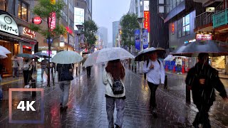 【4K】Heavy Rain walk in Downtown Tokyo, Japan  Rainy evening walking in Ikebukuro