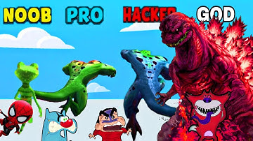 NOOB vs PRO vs HACKER vs GOD in Kaiju Run Game | Oggy Jack Shinchan Bob | Rudra Shiva 😛