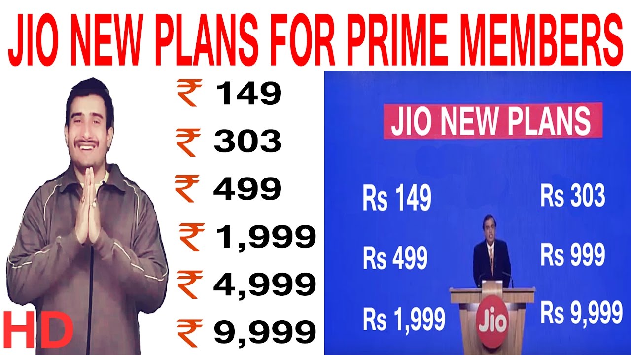 "Jio Prime New Unlimited Tariff Plans Launched | 149, 303, 499, 999, 1999, 4999, 9999 | Hindi"