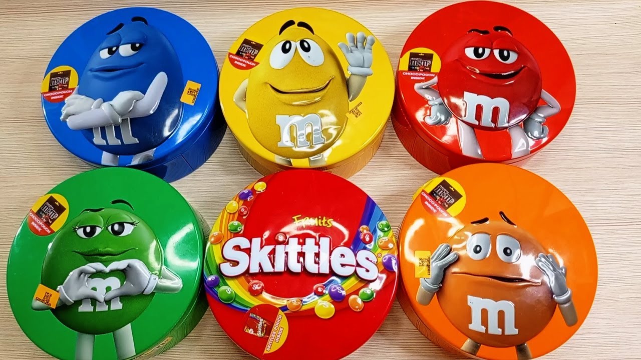 Satisfying Video | Relaxing Unboxing Smooth Containers with Bright M&M'S Candy & Skittles ASMR