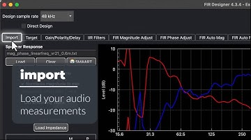 DSP design software for loudspeakers & DSP audio devices | 40sec FIR DESIGNER overview (dark mode!)