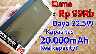 Test Powerbank Lentiven Fast Charging 22,5 Watt Harga Murah Kapasitas 20000mah Real Capacity?