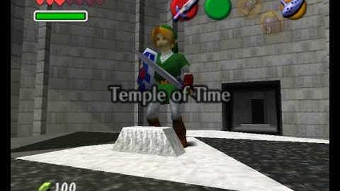 Temple of Time - Link pulling out the sword and putting it back