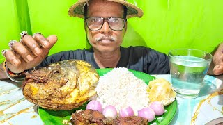TODAY SPICY FISH FRY BIG FISH HEAD SALAD FISH CURRY WITH RICE EATING CHALLENGE VIDEO
