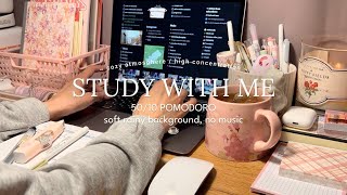 3-HR STUDY WITH ME ☕️📓 [pomodoro 50/10] fondo suave y lluvioso, sin música ⏱️ timer+bell screenshot 1