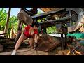 Full video: A perilous journey felling trees and sawing massive logs by hand!