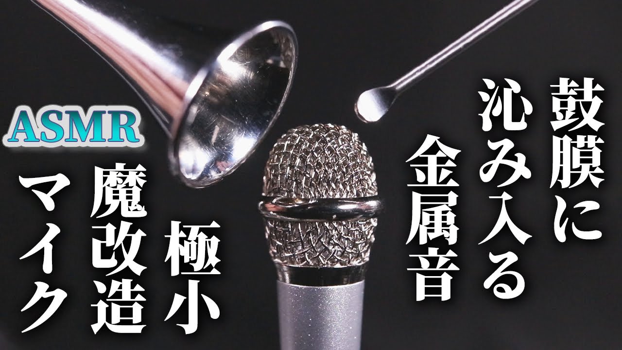【ASMR】優しいステンレスの金属音が鼓膜と脳に沁み渡る鉄の音苦手な方でも大丈夫かもしれない動画♡音蜜お手製の魔改造ミニチュアマイクをステンレス耳かきとビッグピンセットと耳鏡で気持ち良いブラッシング♪
